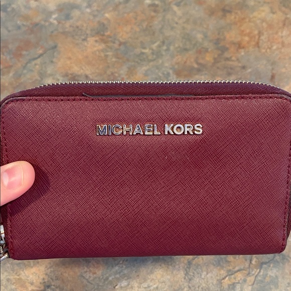 Michael Kors Deep Red Zip Wallet - Picture 2 of 9